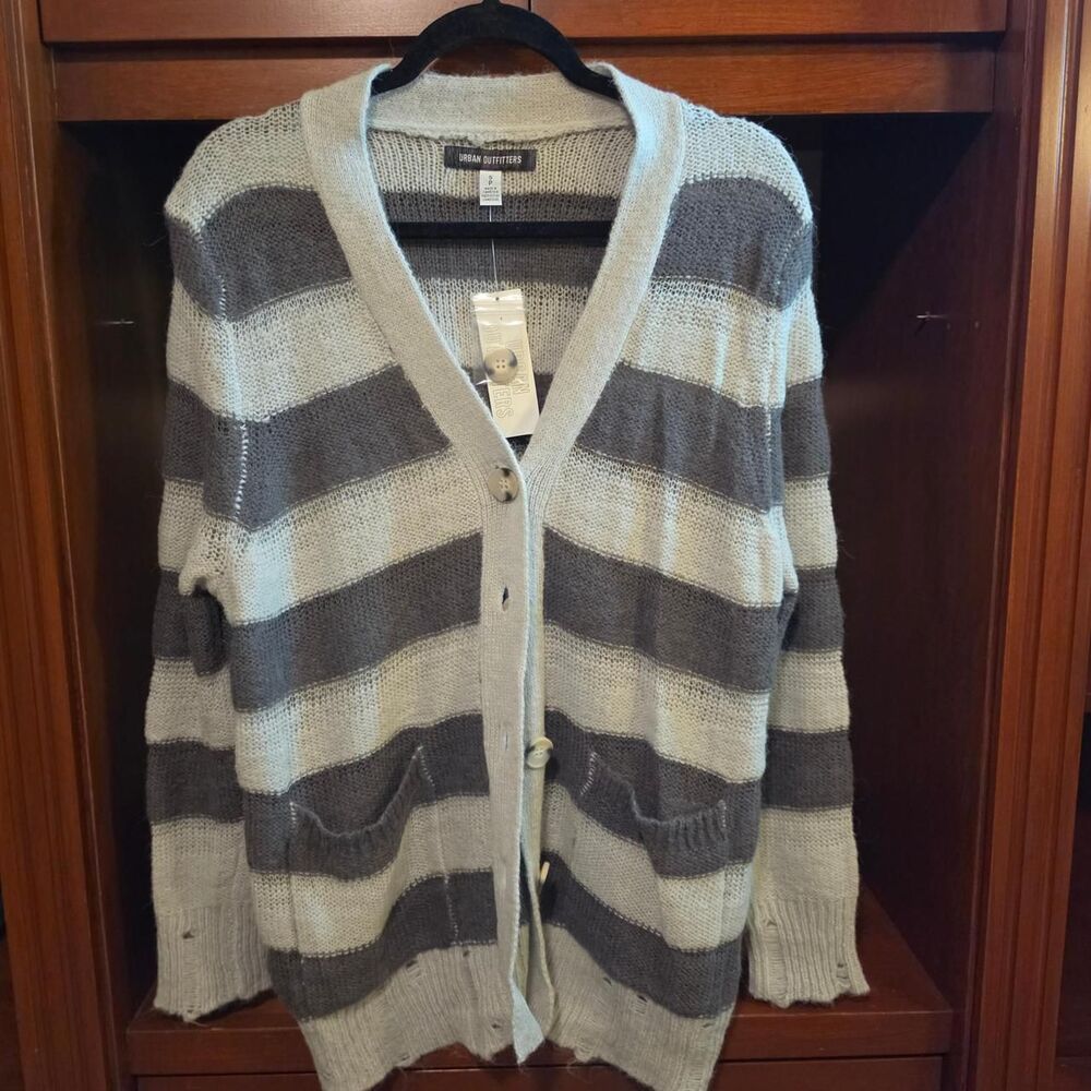 NWT Urban Outfitters Knit Grey Striped Cardigan